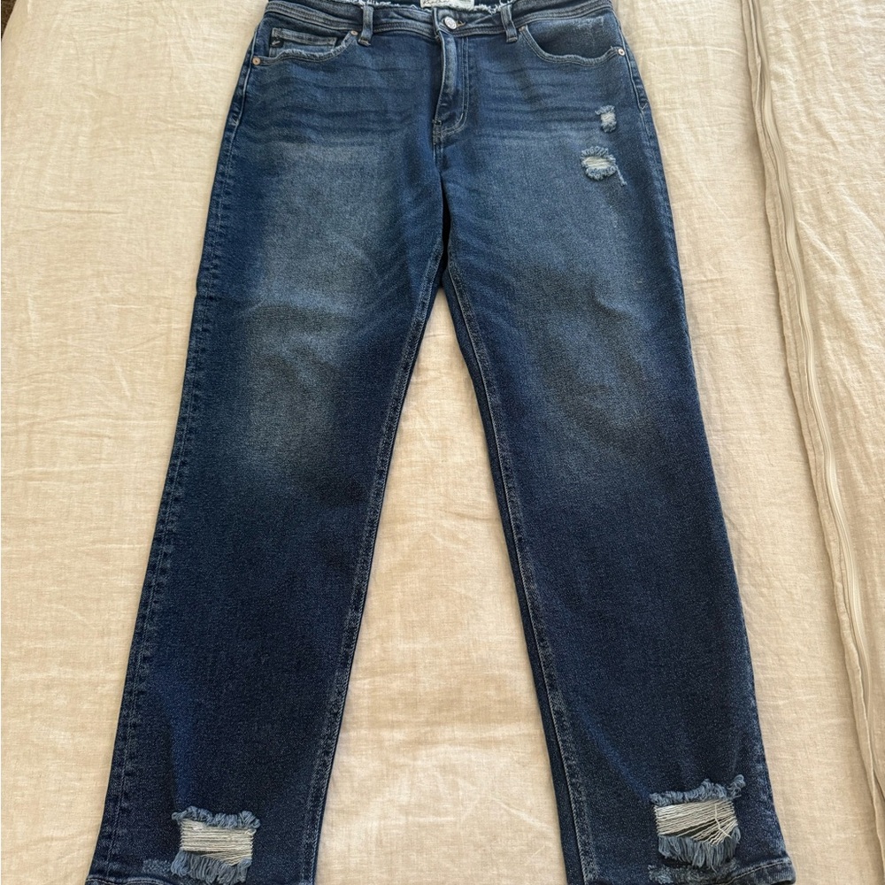 KanCan Casual Distressed Dark Blue Boyfriend Jeans
